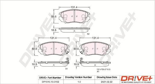 Dr!ve+ DP1010.10.0192 - Тормозные колодки, дисковые, комплект unicars.by