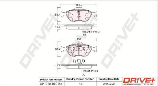 Dr!ve+ DP1010.10.0154 - Тормозные колодки, дисковые, комплект unicars.by