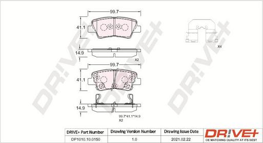 Dr!ve+ DP1010.10.0150 - Тормозные колодки, дисковые, комплект unicars.by