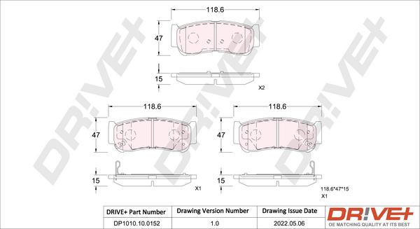 Dr!ve+ DP1010.10.0152 - Тормозные колодки, дисковые, комплект unicars.by