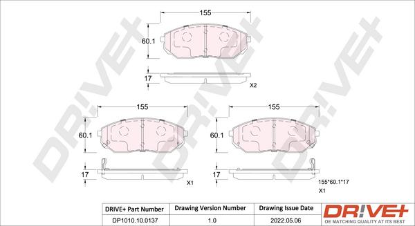 Dr!ve+ DP1010.10.0137 - Тормозные колодки, дисковые, комплект unicars.by