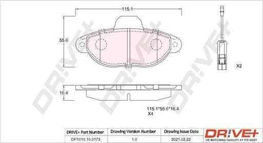 Dr!ve+ DP1010.10.0173 - Тормозные колодки, дисковые, комплект unicars.by