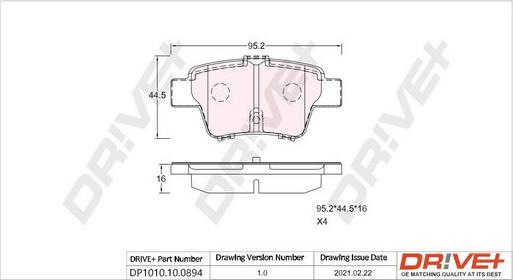 Dr!ve+ DP1010.10.0894 - Тормозные колодки, дисковые, комплект unicars.by