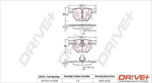 Dr!ve+ DP1010.10.0895 - Тормозные колодки, дисковые, комплект unicars.by