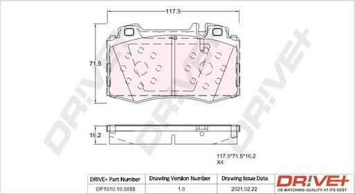 Dr!ve+ DP1010.10.0855 - Тормозные колодки, дисковые, комплект unicars.by