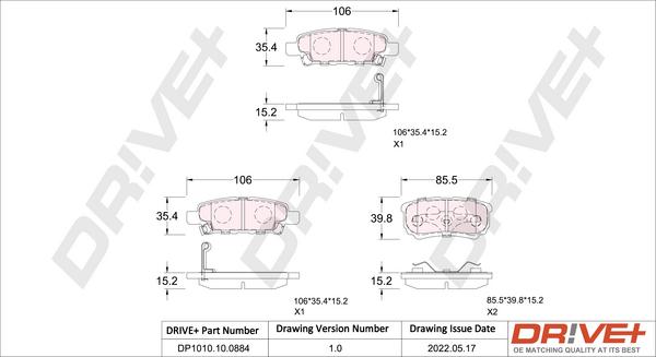 Dr!ve+ DP1010.10.0884 - Тормозные колодки, дисковые, комплект unicars.by