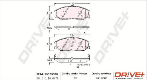 Dr!ve+ DP1010.10.0871 - Тормозные колодки, дисковые, комплект unicars.by