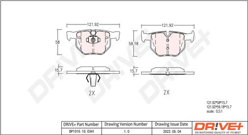 Dr!ve+ DP1010.10.0341 - Тормозные колодки, дисковые, комплект unicars.by