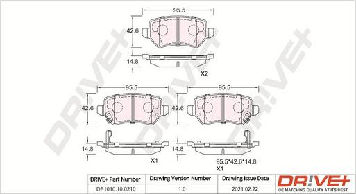 Dr!ve+ DP1010.10.0210 - Тормозные колодки, дисковые, комплект unicars.by