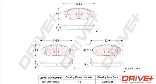 Dr!ve+ DP1010.10.0220 - Тормозные колодки, дисковые, комплект unicars.by