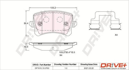 Dr!ve+ DP1010.10.0760 - Тормозные колодки, дисковые, комплект unicars.by