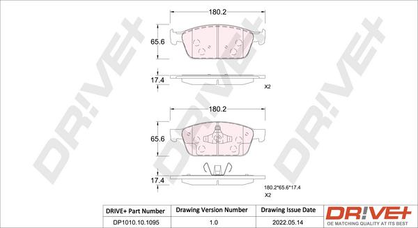 Dr!ve+ DP1010.10.1095 - Тормозные колодки, дисковые, комплект unicars.by