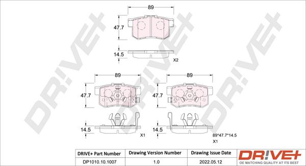 Dr!ve+ DP1010.10.1007 - Тормозные колодки, дисковые, комплект unicars.by