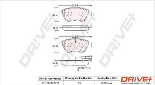 Dr!ve+ DP1010.10.1071 - Тормозные колодки, дисковые, комплект unicars.by