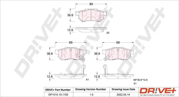 Dr!ve+ DP1010.10.1105 - Тормозные колодки, дисковые, комплект unicars.by