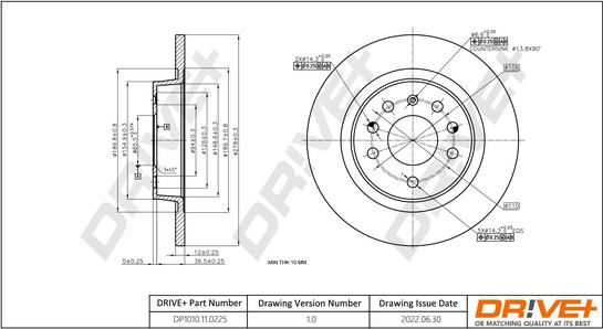 Dr!ve+ DP1010.11.0225 - Тормозной диск unicars.by