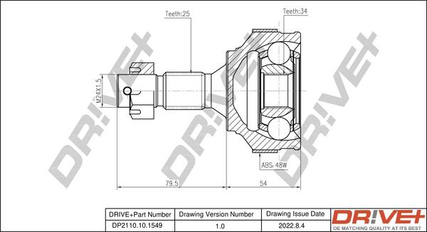 Dr!ve+ DP2110.10.1549 - Шарнирный комплект, ШРУС, приводной вал unicars.by