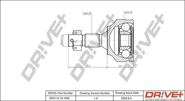 Dr!ve+ DP2110.10.1545 - Шарнирный комплект, ШРУС, приводной вал unicars.by