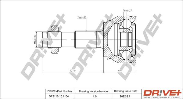 Dr!ve+ DP2110.10.1154 - Шарнирный комплект, ШРУС, приводной вал unicars.by