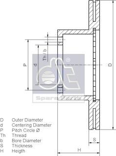 DT Spare Parts 10.34100 - Тормозной диск unicars.by