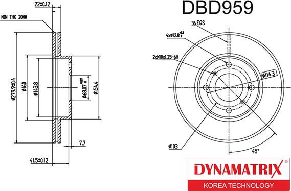 Dynamatrix DBD959 - Тормозной диск unicars.by