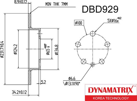 Dynamatrix DBD929 - Тормозной диск unicars.by