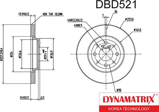 Dynamatrix DBD521 - Тормозной диск unicars.by