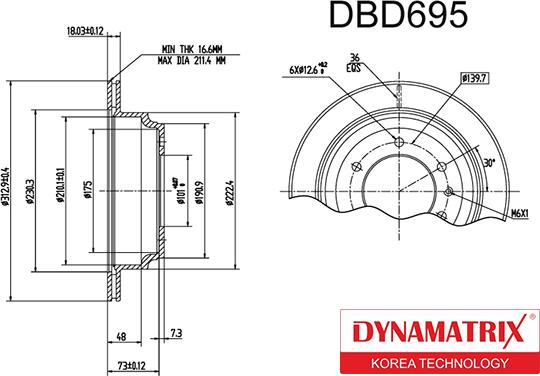 Dynamatrix DBD695 - Тормозной диск unicars.by