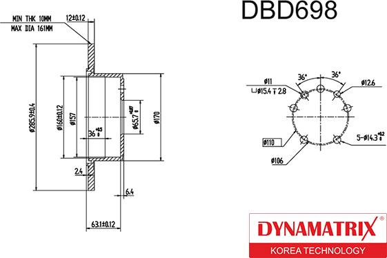 Dynamatrix DBD698 - Тормозной диск unicars.by