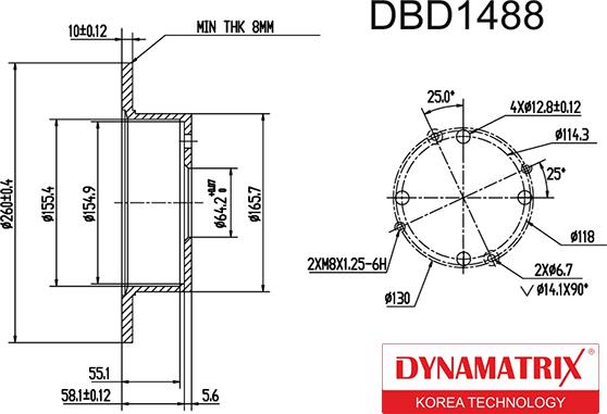 Dynamatrix DBD1488 - Тормозной диск unicars.by