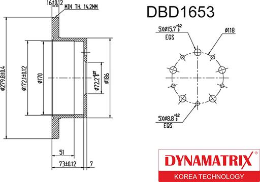 Dynamatrix DBD1653 - Тормозной диск unicars.by