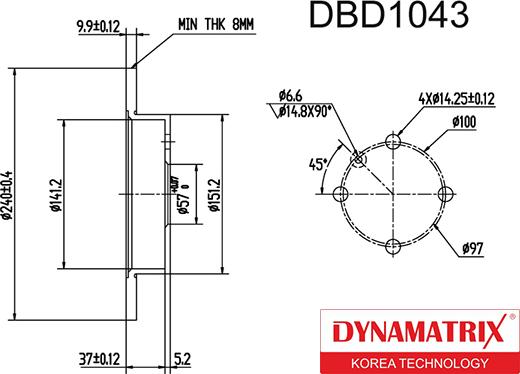 Dynamatrix DBD1043 - Тормозной диск unicars.by