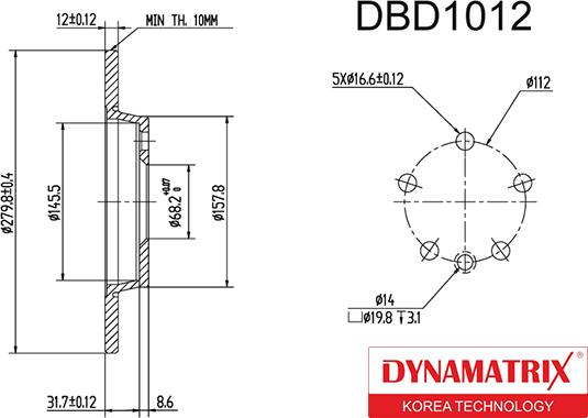 Dynamatrix DBD1012 - Тормозной диск unicars.by