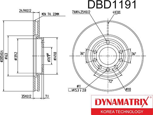 Dynamatrix DBD1191 - Тормозной диск unicars.by