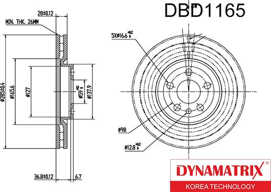 Dynamatrix DBD1165 - Тормозной диск unicars.by