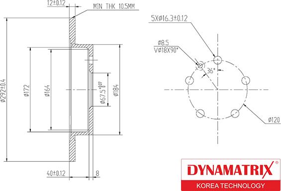 Dynamatrix DBD1804C - Тормозной диск unicars.by