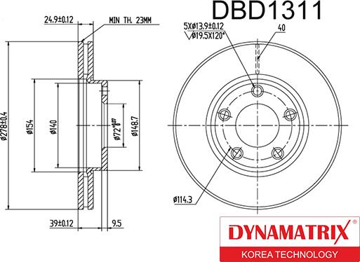 Dynamatrix DBD1311 - Тормозной диск unicars.by