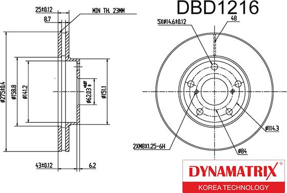 Dynamatrix DBD1216 - Тормозной диск unicars.by