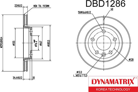 Dynamatrix DBD1286 - Тормозной диск unicars.by