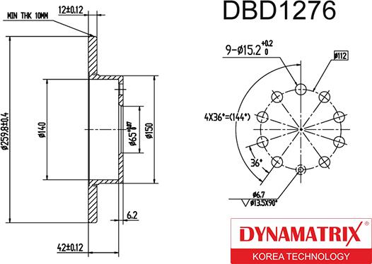 Dynamatrix DBD1276 - Тормозной диск unicars.by