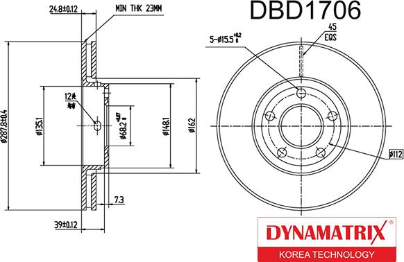 Dynamatrix DBD1706 - Тормозной диск unicars.by