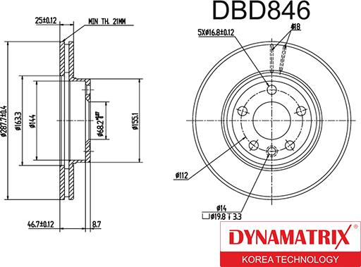 Dynamatrix DBD846 - Тормозной диск unicars.by