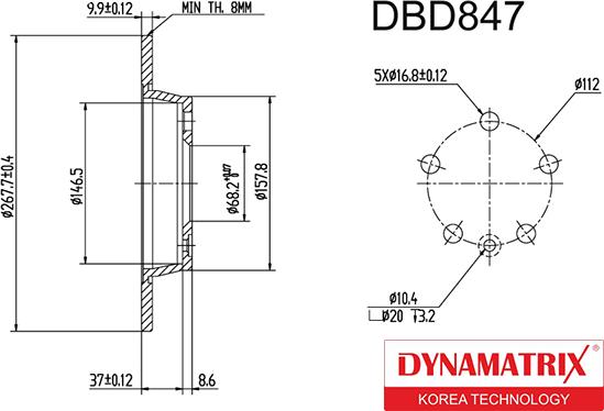 Dynamatrix DBD847 - Тормозной диск unicars.by