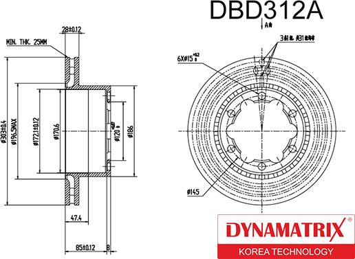 Dynamatrix DBD312A - Тормозной диск unicars.by