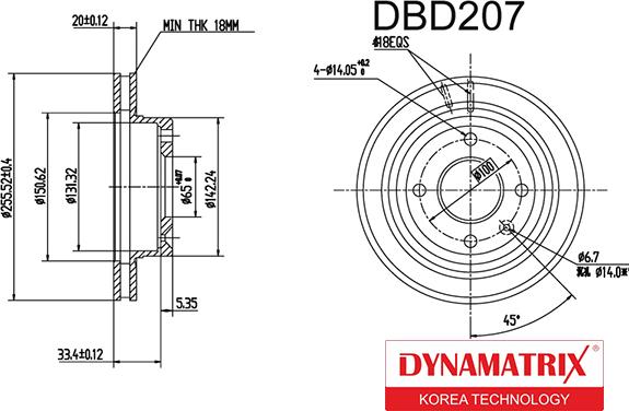 Dynamatrix DBD207 - Тормозной диск unicars.by