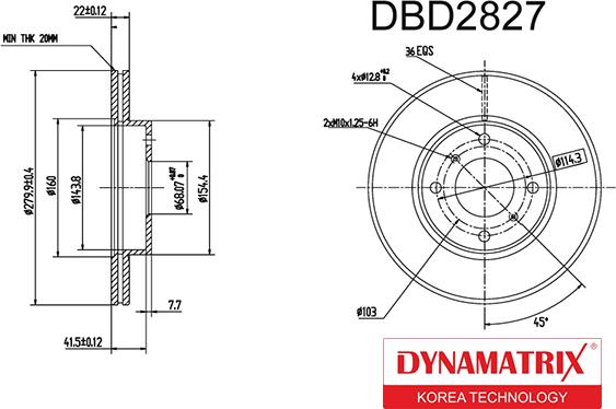 Dynamatrix DBD2827 - Тормозной диск unicars.by