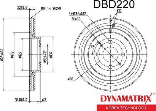 Dynamatrix DBD220 - Тормозной диск unicars.by