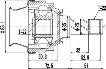 Dynamatrix DCV644004 - Шарнирный комплект, ШРУС, приводной вал unicars.by