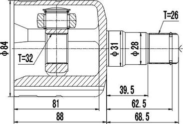 Dynamatrix DCV661011 - Шарнирный комплект, ШРУС, приводной вал unicars.by