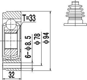 Dynamatrix DCV603004 - Шарнирный комплект, ШРУС, приводной вал unicars.by